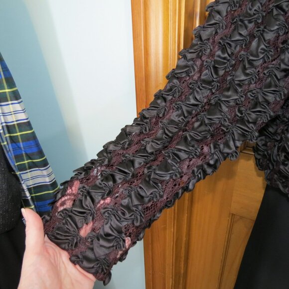 VTG Sweet Herb Black Ribbon & Brown Lace Bolero Jacket Size M/L - Picture 4 of 10